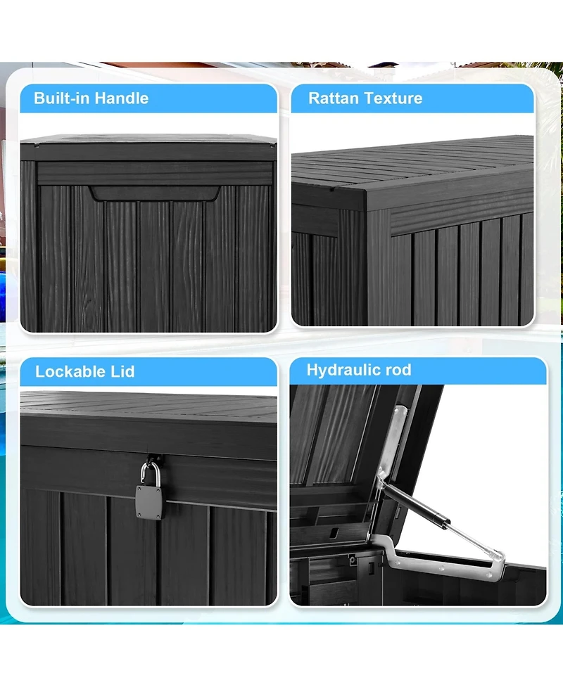 Chic Crate - StormArmor 180Gal LockPro Deck Box - Hurricane-Proof Hdpe Resin w/ QuadLock & UV360 Shield - Mega Outdoor Storage for Pool/Patio Tools