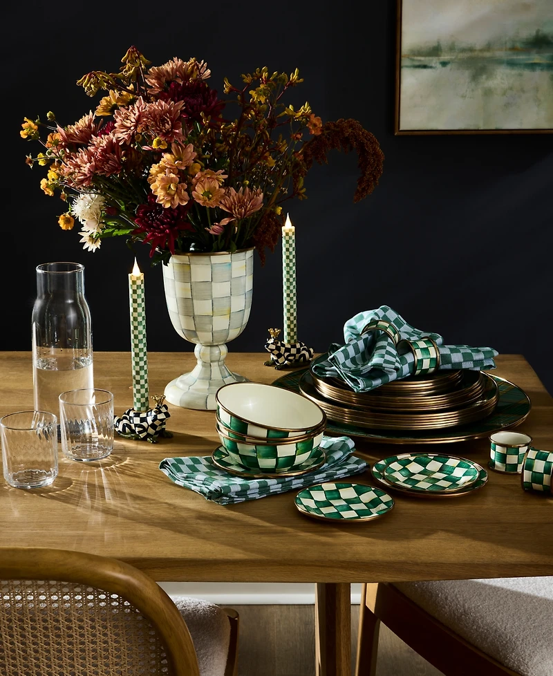 MacKenzie-Childs Emerald Check Appetizer Plates, Set of 4