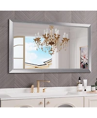 Amorho Bathroom Mirror, 50" x 30" Inch Thick Metal Framed Wall Mirrors for Over Sink, Bedroom, Living Room, Entryway