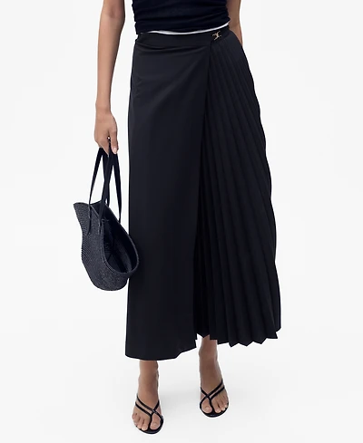 Mango Women's Pleated Crossover Skirt