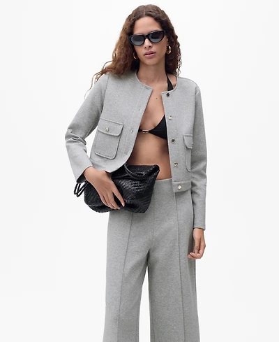 Mango Women's Pockets Cotton Cropped Jacket