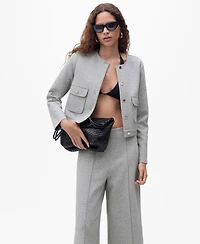 Mango Women's Pockets Cotton Cropped Jacket