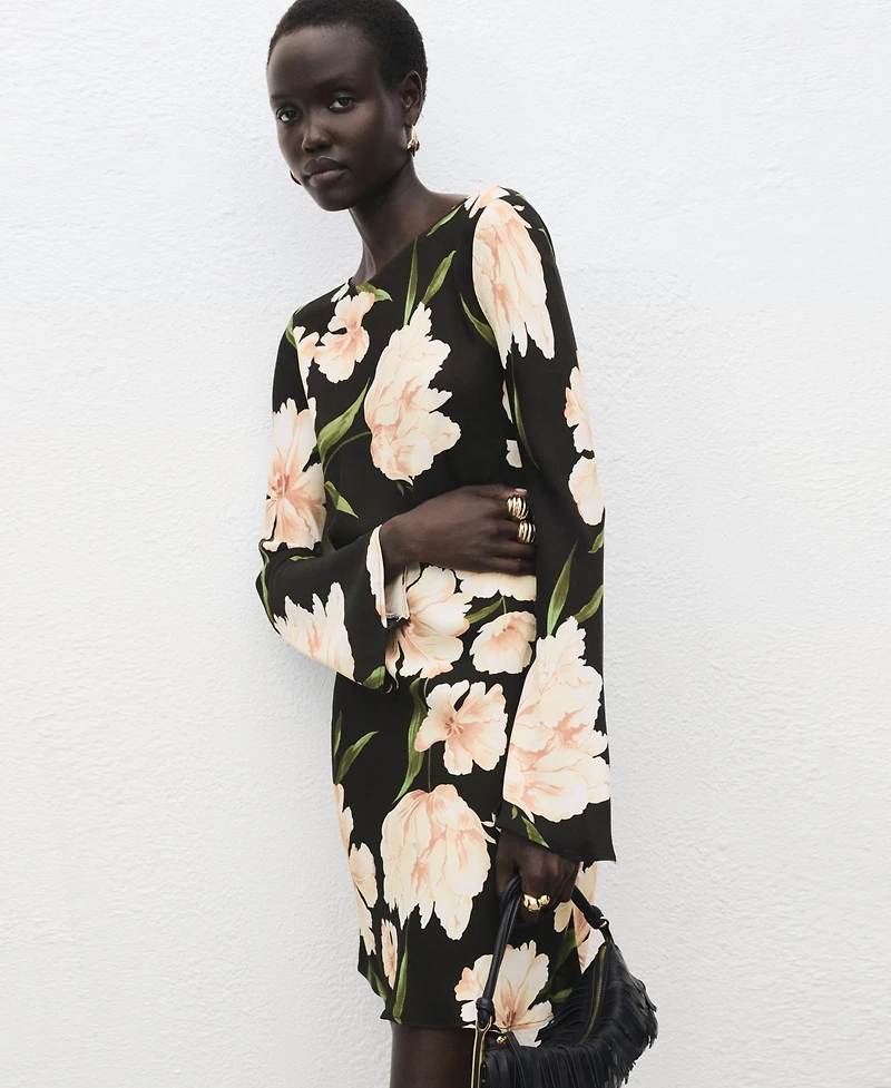 Mango Women's Short Floral-Print Dress