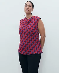 Mango Women's Draped Collar Printed Blouse