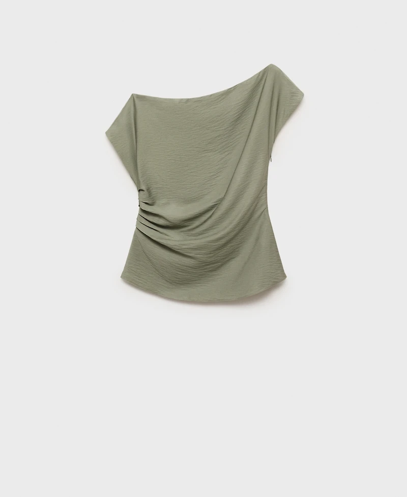 Mango Women's Asymmetrical Collar Modal Blouse