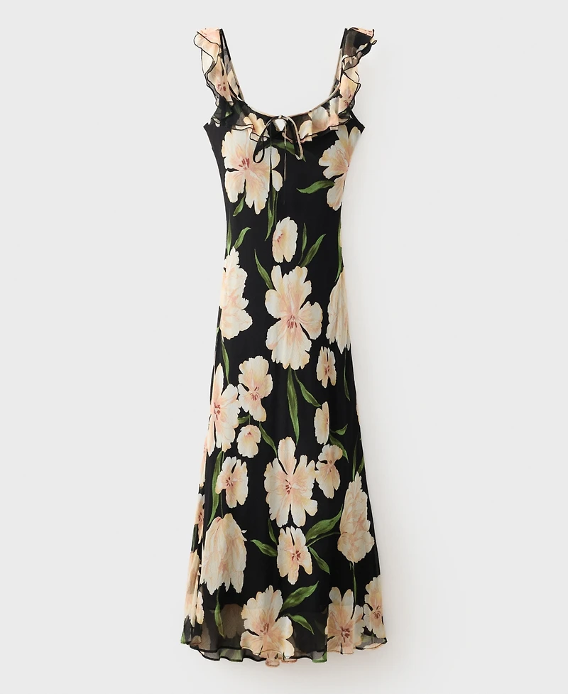 Mango Women's Ruffle Detail Floral-Print Dress