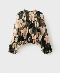 Mango Women's Semi-Transparent Floral Blouse