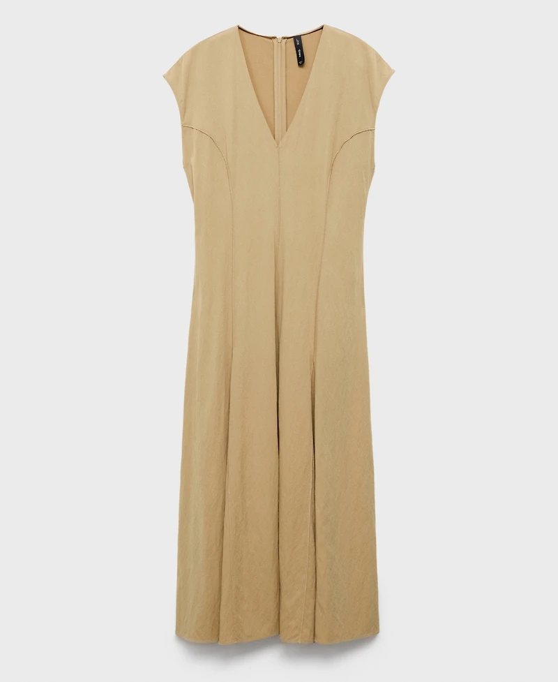 Mango Women's Stitching Detail V-Neck Dress