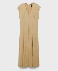 Mango Women's Stitching Detail V-Neck Dress