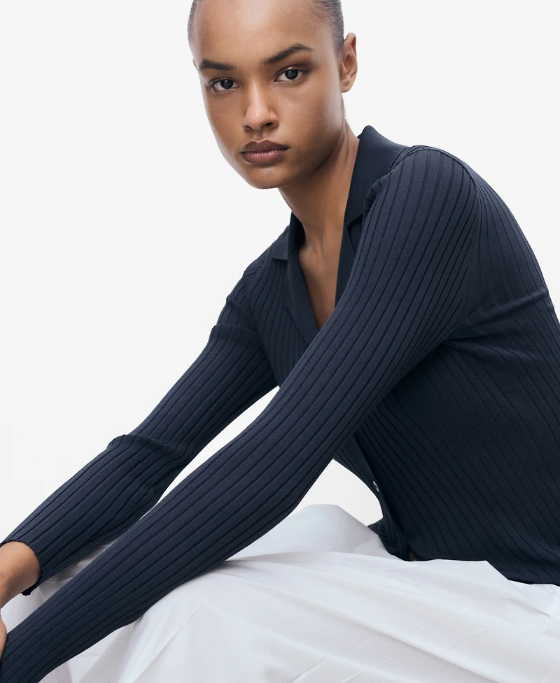 Mango Women's Ribbed Lapel Cardigan