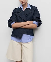 Mango Women's Belted Short Denim Trench Coat