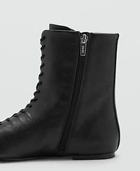 Mango Women's Lace-Up Leather Ankle Boots