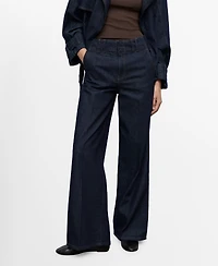 Mango Women's Wide-Leg Denim Pants