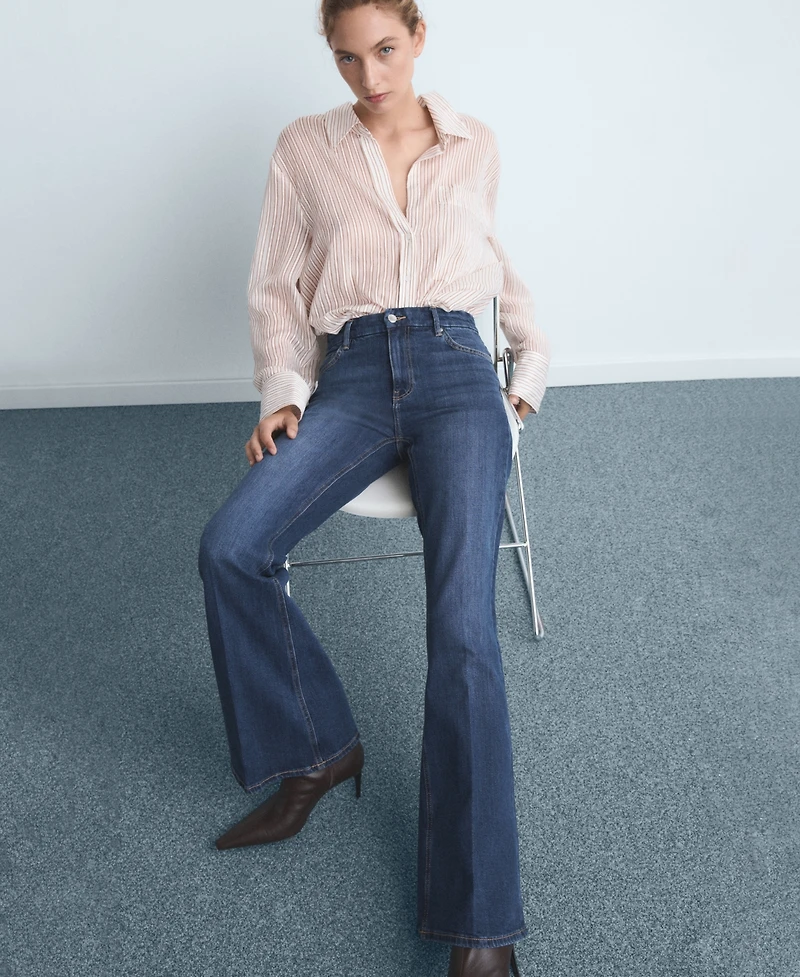 Mango Women's Violet Flared High-Rise Jeans
