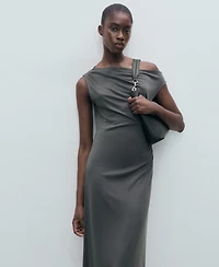 Mango Women's Asymmetrical Pleated Dress