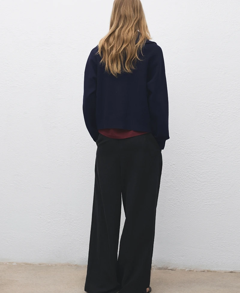 Mango Women's Zip Collar Knitted Sweater