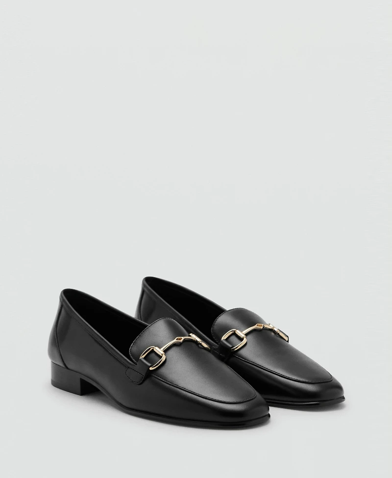 Mango Women's Buckle Leather Moccasins