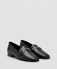 Mango Women's Buckle Leather Moccasins