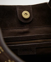 Mango Women's Eyelets Detail Suede Shopper Bag
