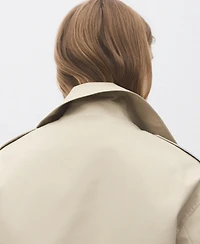 Mango Women's Double-Breasted Cropped Trench Coat