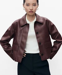 Mango Women's Pockets Leather-Effect Jacket