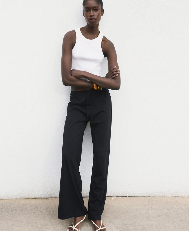 Mango Women's Elasticated Waist Wide-Leg Pants