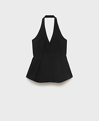 Mango Women's Halter-Neck Peplum Vest