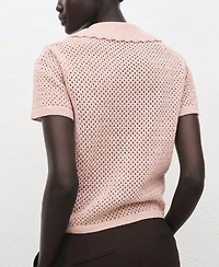 Mango Women's Short-Sleeved Crochet Sweater