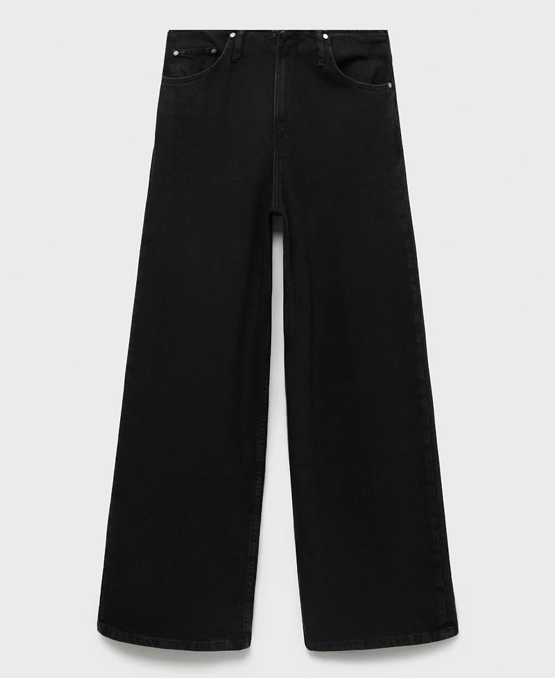 Mango Women's Wide Leg Mid-Rise Jeans