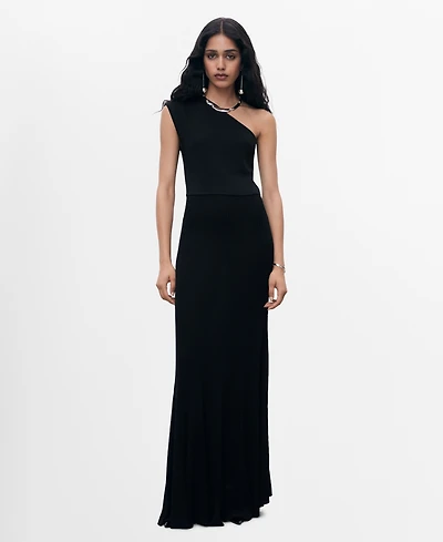 Mango Women's Asymmetrical Combined-Knit Dress