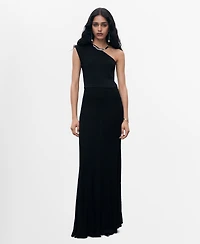 Mango Women's Asymmetrical Combined-Knit Dress