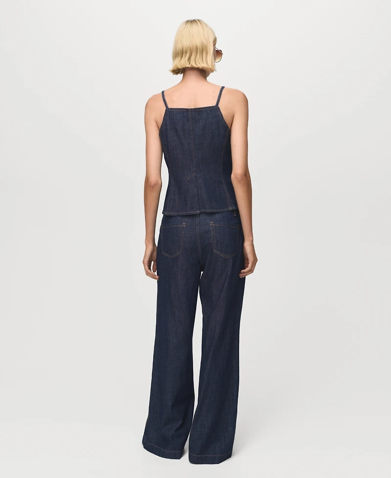 Mango Women's Buttoned Denim Top