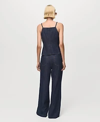 Mango Women's Buttoned Denim Top