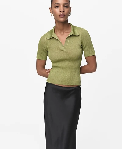 Mango Women's Lurex Polo Neck Sweater