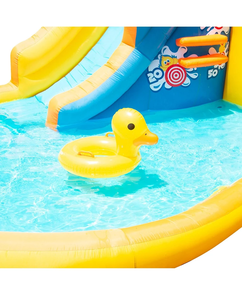 Banzai Duck Blast Water Park Inflatable Slide with Pool Float & Water Cannon