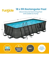 Funsicle 18' x 9' x 52" Oasis Rectangle Outdoor Above Ground Swimming Pool, Gray
