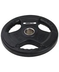 HolaHatha 35 Pound Olympic Rubber Coated Weight Plate w/Tri Grip Handle, Black