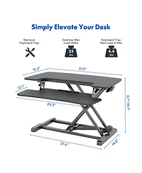 FlexiSpot M7 Series 32"W Manual Adjustable Standing Desk Converter, Black