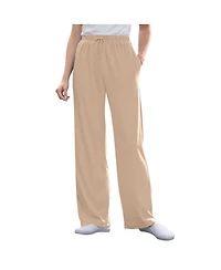 Woman Within Women's Tall Sport Knit Straight-Leg Pull-On Pants