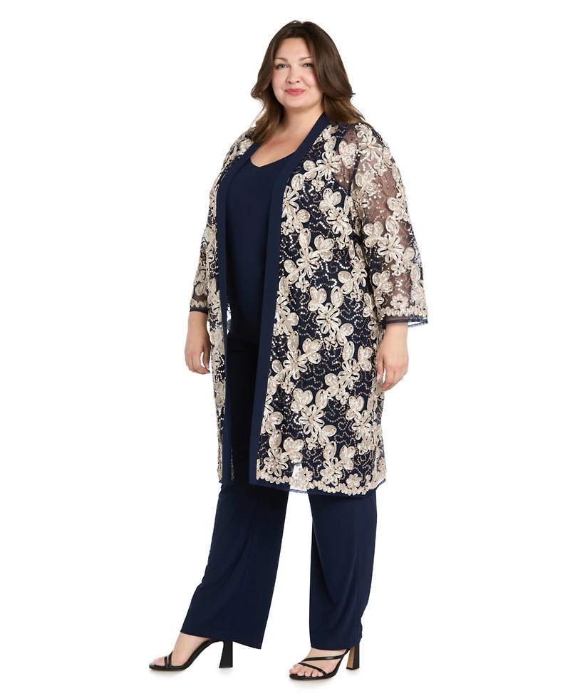 R & M Richards Plus 3-Piece. Top, Jacket, and Pants Set
