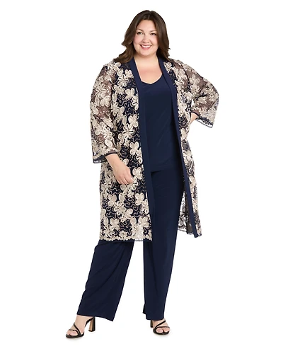 R & M Richards Plus 3-Piece. Top, Jacket, and Pants Set