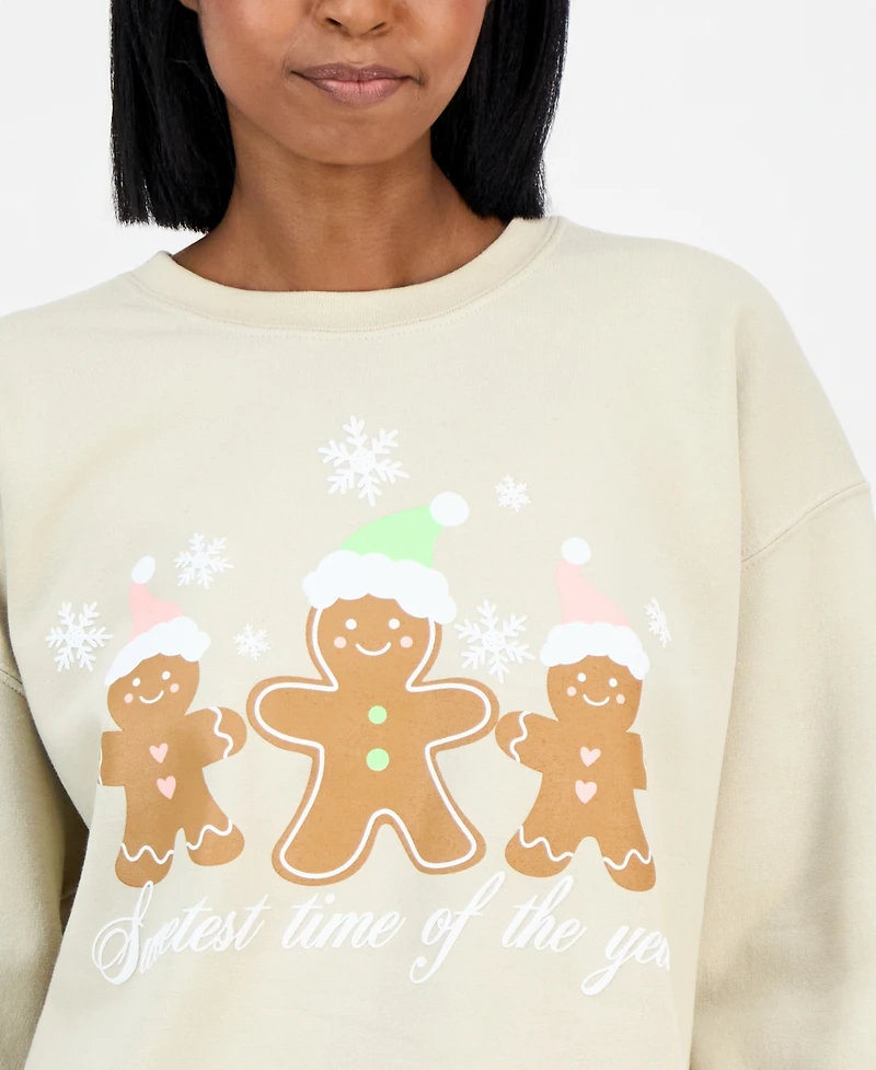 Love Tribe Juniors' Gingerbread Screen-Print Sweatshirt