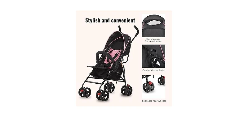 Dream On Me Baby Vista Moonwalk Stroller | Lightweight Stroller with Compact Fold | Multi-Position Recline | Canopy with Sun Visor | Perfect for trave