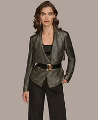 Donna Karan New York Petite Belted Shawl-Collar Crop Jacket