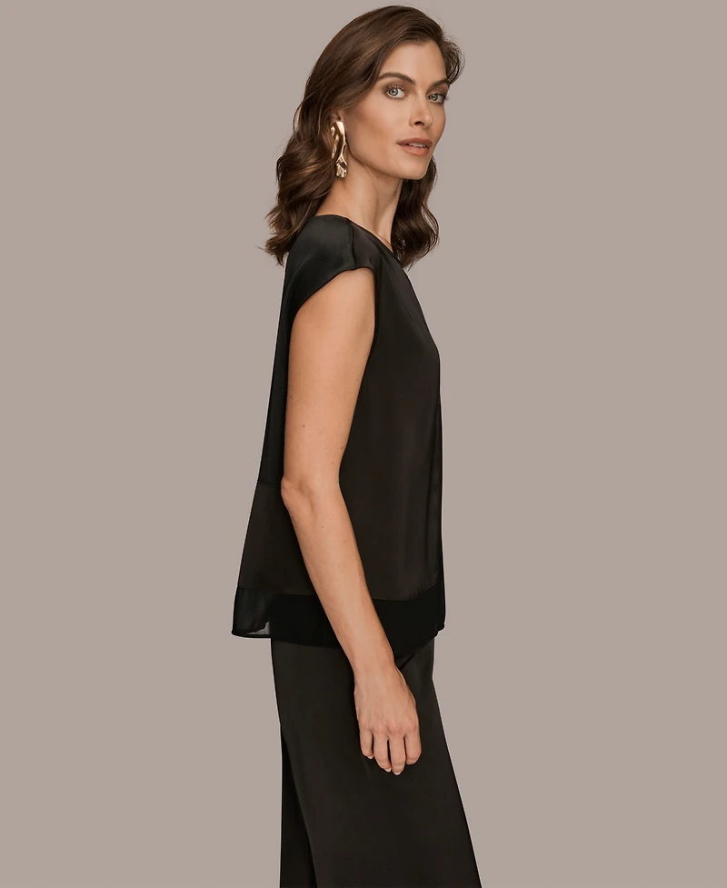 Donna Karan New York Women's Cap Sleeve Scoop Neck Top