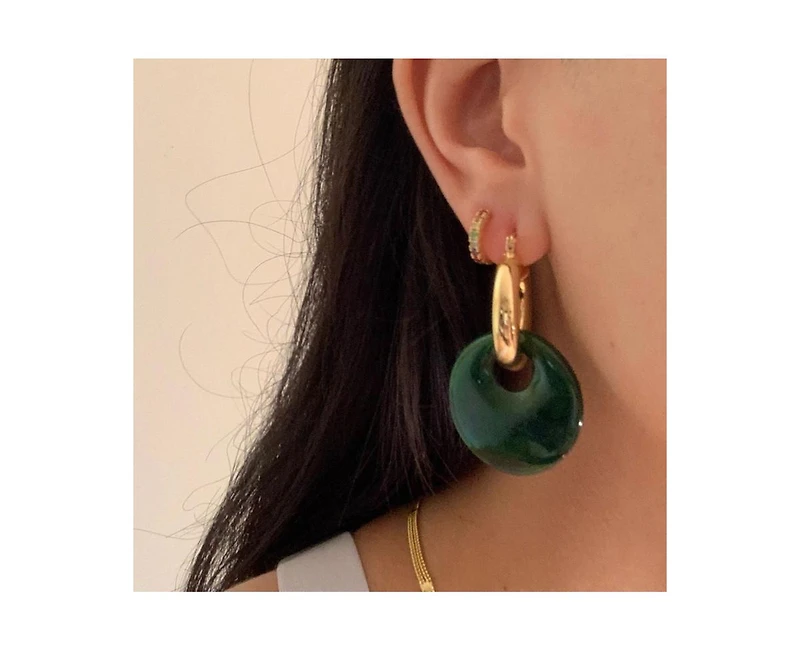 Women's Donut Charm Chunky Hoop Earrings