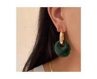 Women's Donut Charm Chunky Hoop Earrings