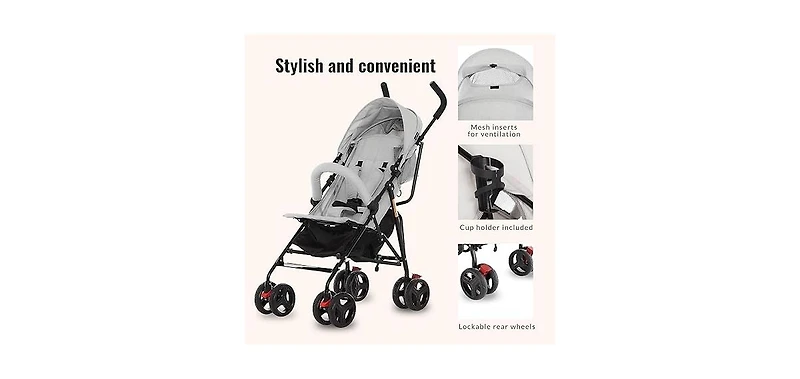 Dream On Me Baby Vista Moonwalk Stroller | Lightweight with Compact Fold Multi-Position Recline Canopy Sun Visor Perfect for trave
