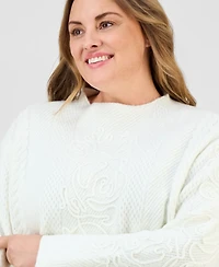 Anne Klein Plus Soutache Embroidered Sweater