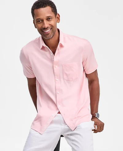 Club Room Men's Solid Short-Sleeve Button-Up Knit Shirt, Macy's Exclusive